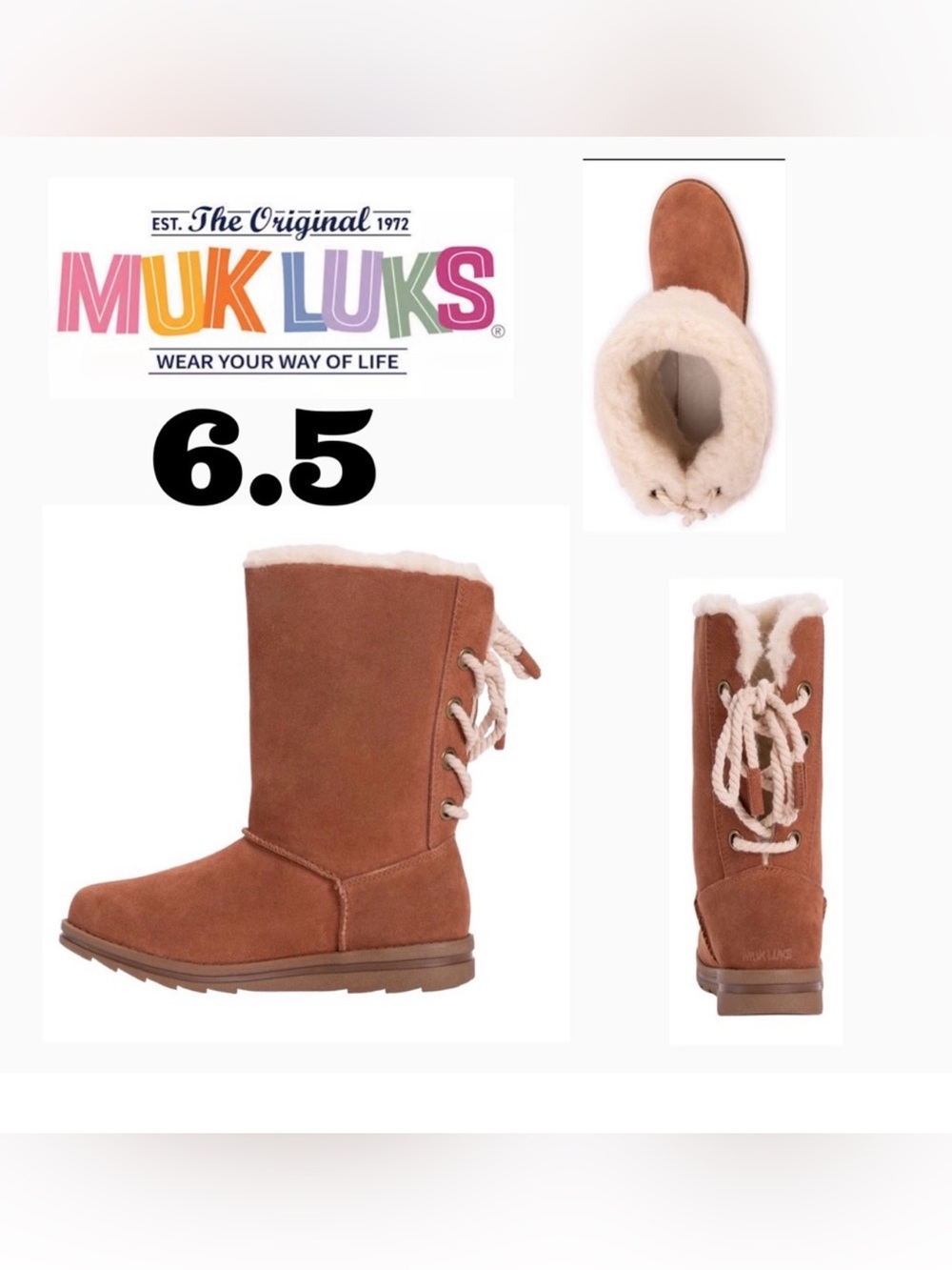 MUK LUKS Ziggy Rodeo wool lined water proof boots size 6.5